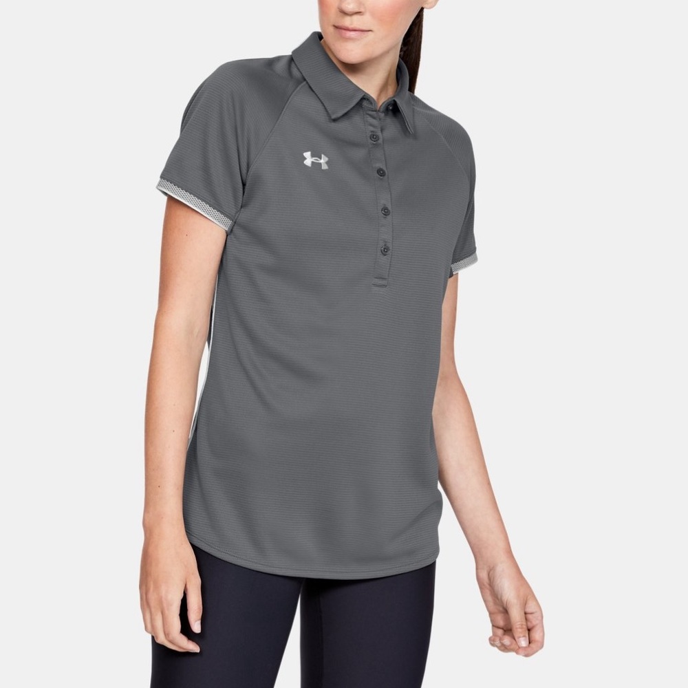 Under Armour UA Rival Polo - Womens - Gray and White - Medium